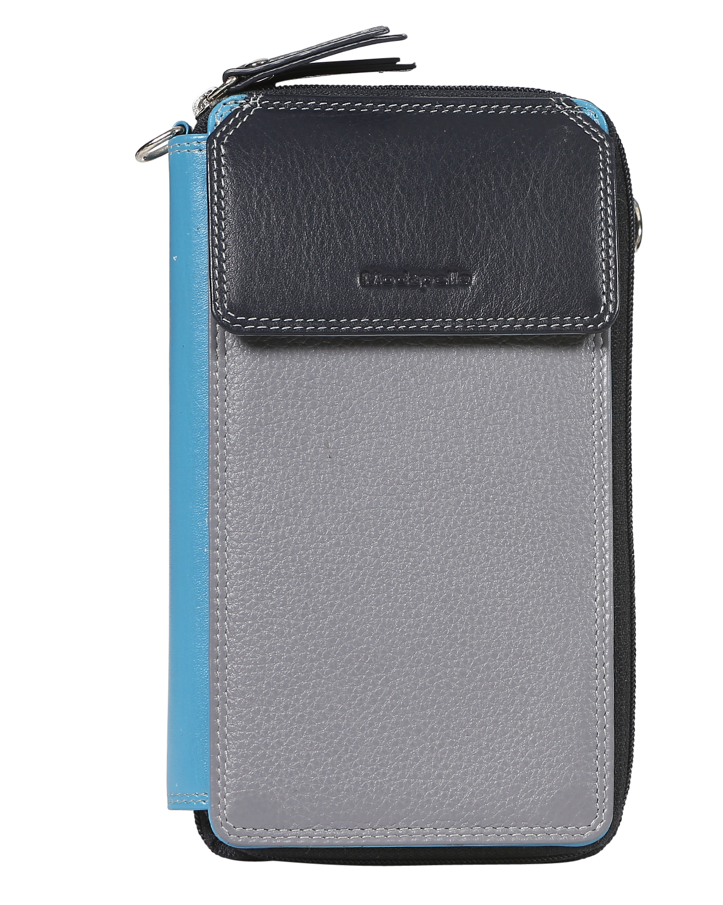 Leather 2018 Winter Grey/Blue & Multi Coloured Wallet 7330GMU