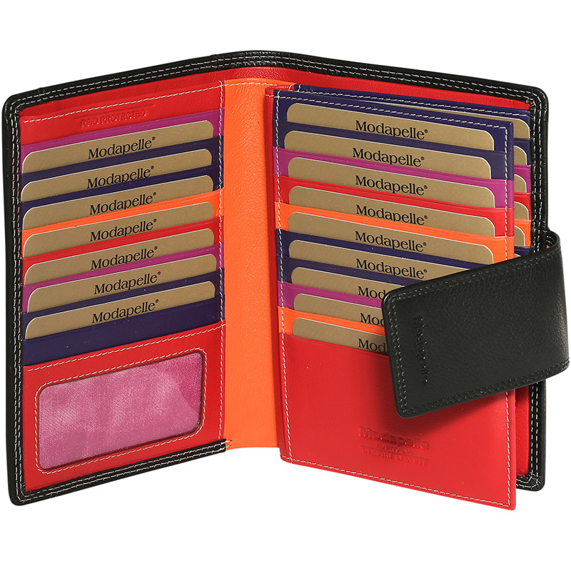 Leather 2018 Winter Black & Multi Coloured Wallet 7325BMU