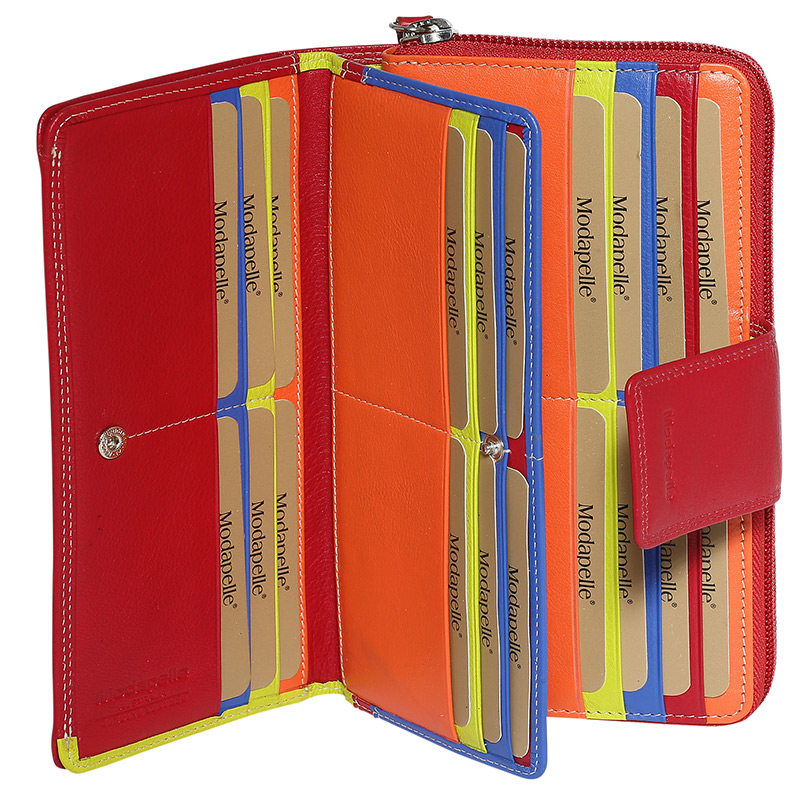 Leather 2018 Winter Red & Multi Coloured Wallet 7329RMU