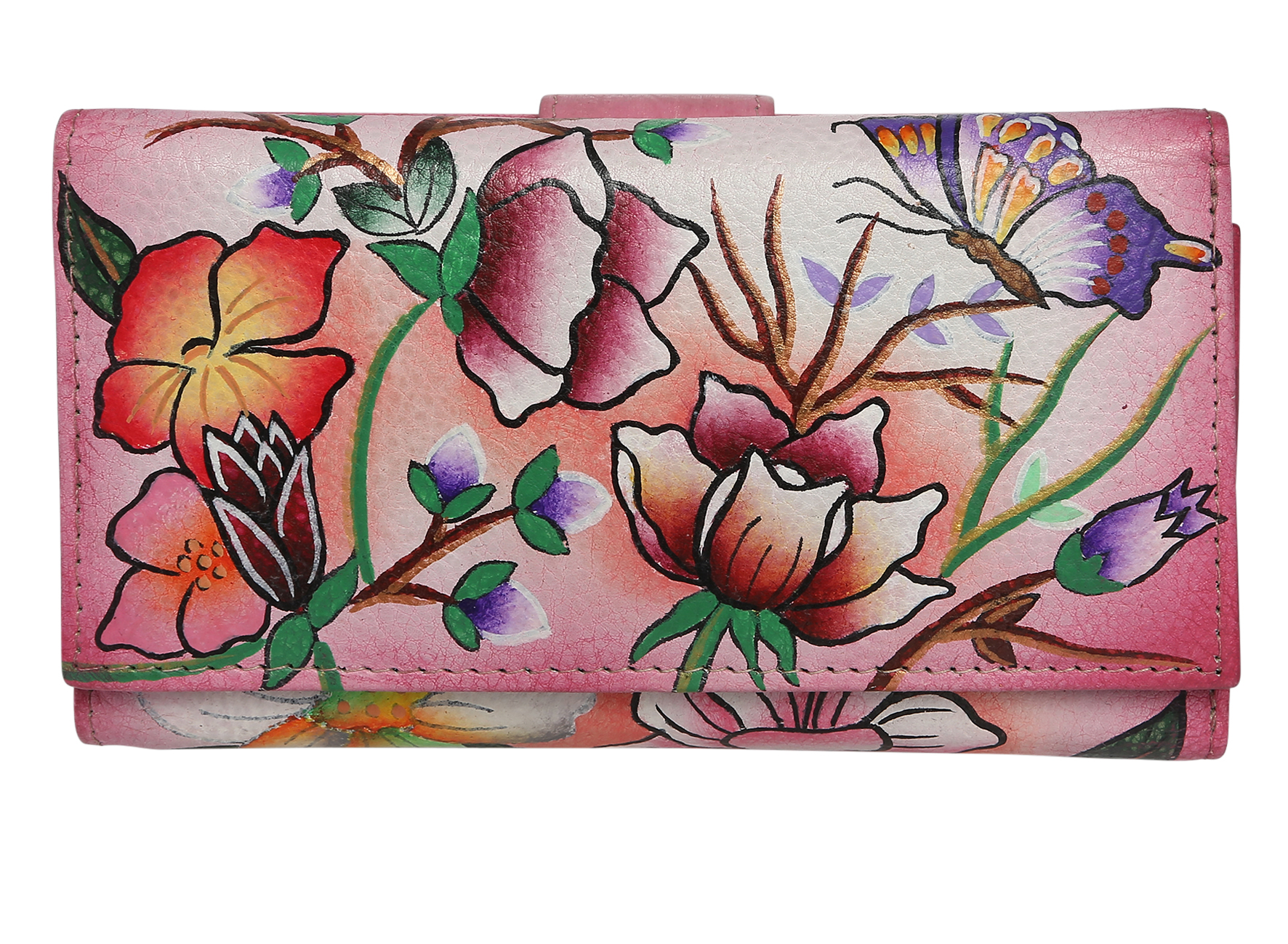 Ladies Hand-Painted Leather Wallet 2193 Butterfly Dance