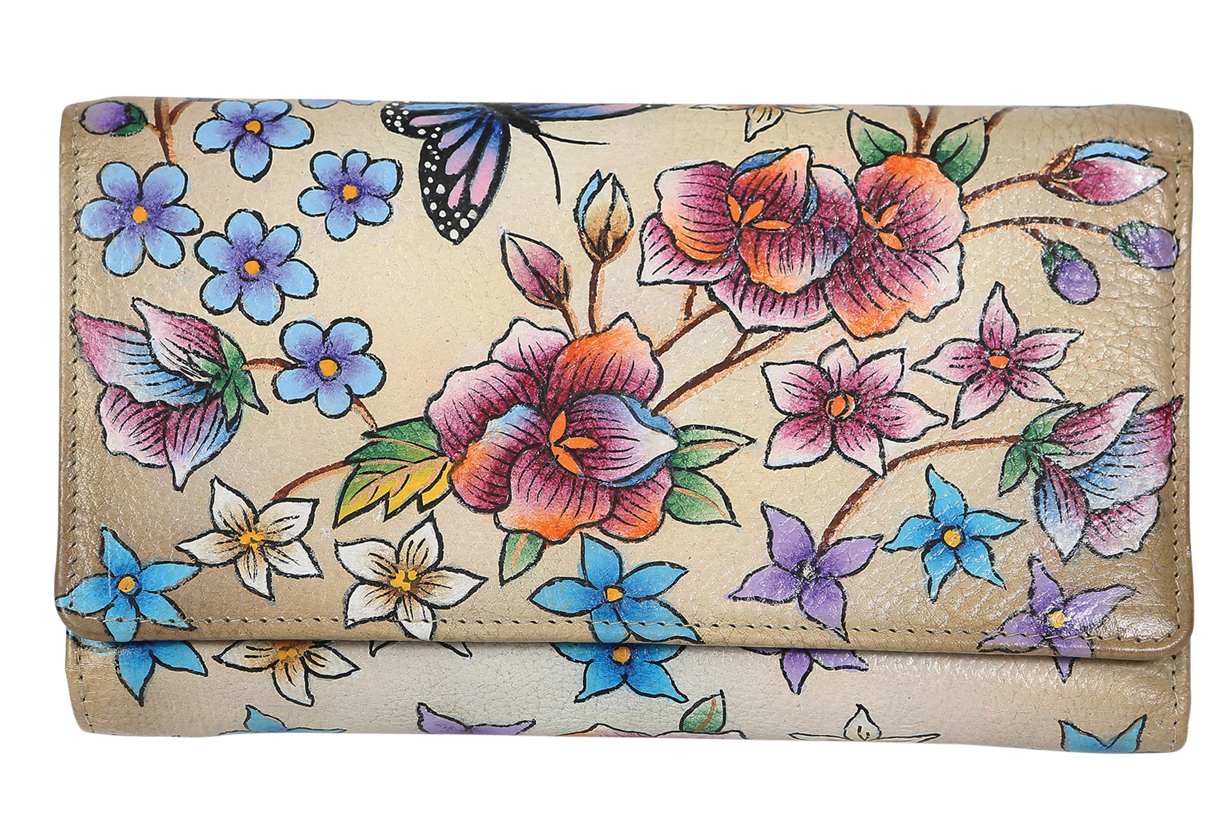 Ladies Leather Hand Painted Wallet 2199 Floral Joy