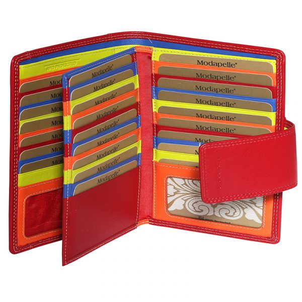 Leather 2018 Winter Red & Multi Coloured Wallet 7325RMU