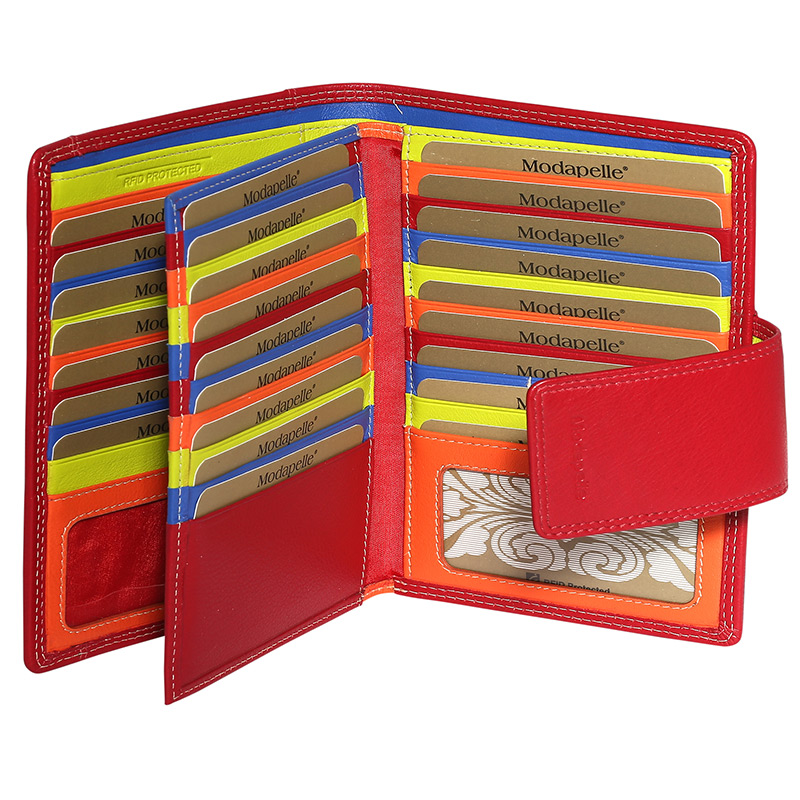 Leather 2018 Winter Red & Multi Coloured Wallet 7325RMU