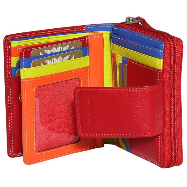 Leather Red & Multi Coloured Wallet 7328RMU - Image 4