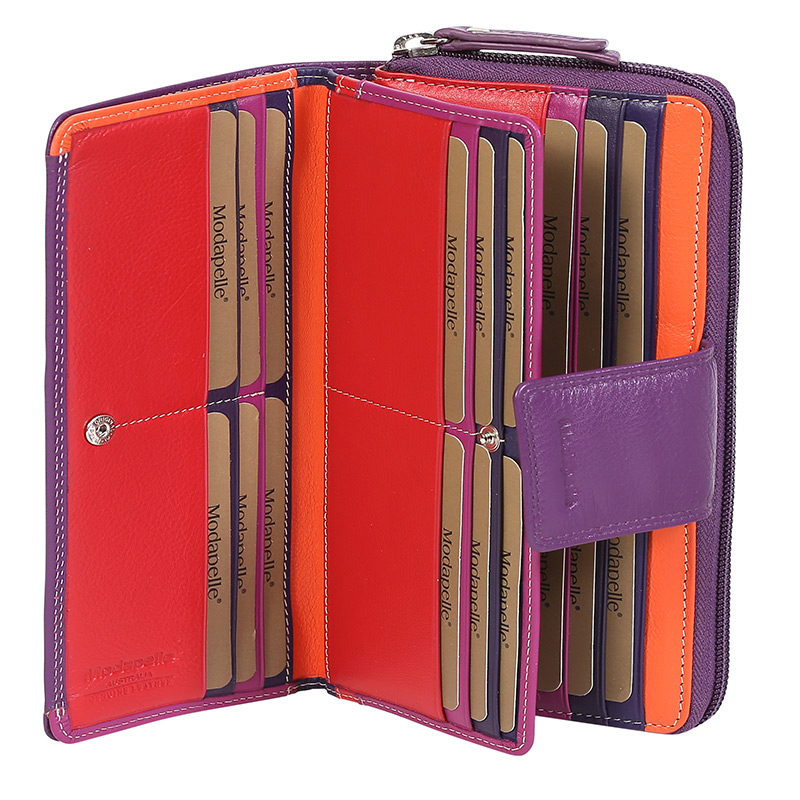 Leather 2018 Winter Purple & Multi Coloured Wallet 7329PMU