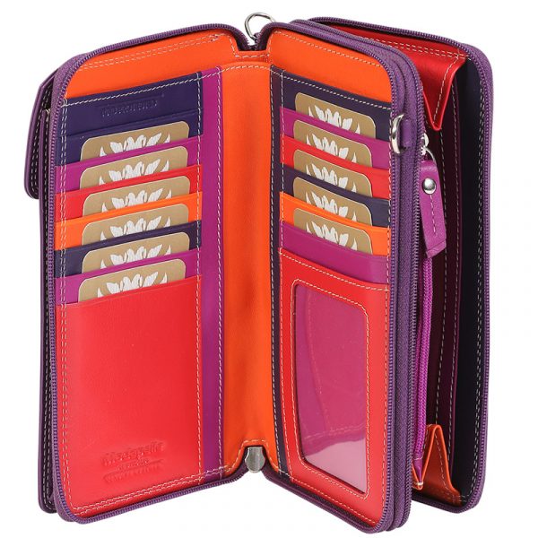 Leather Winter Purple & Multi Coloured Wallet 7330 - Image 3