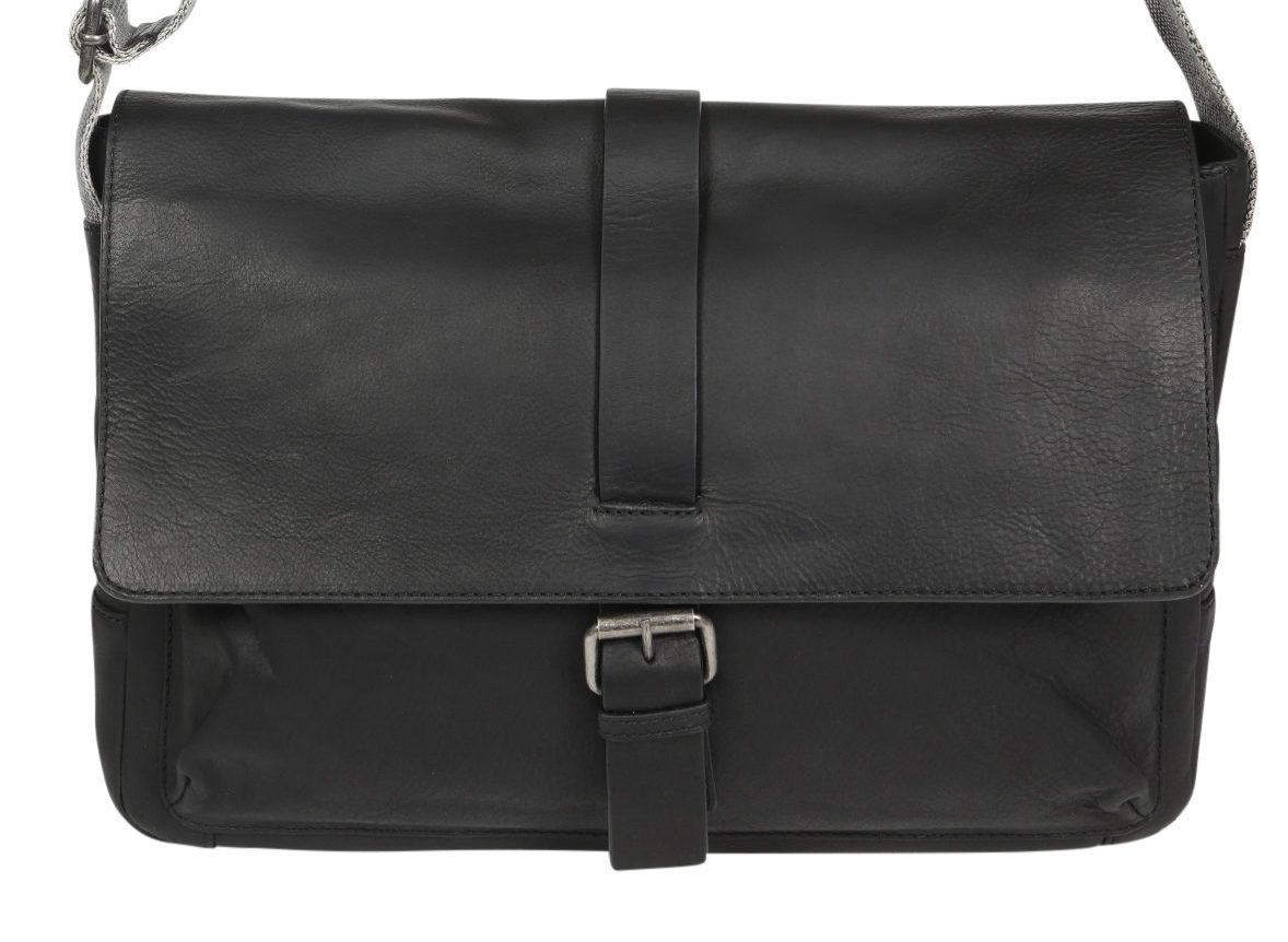 Men’s Vintage Cow Leather Black Satchel Bag 3908