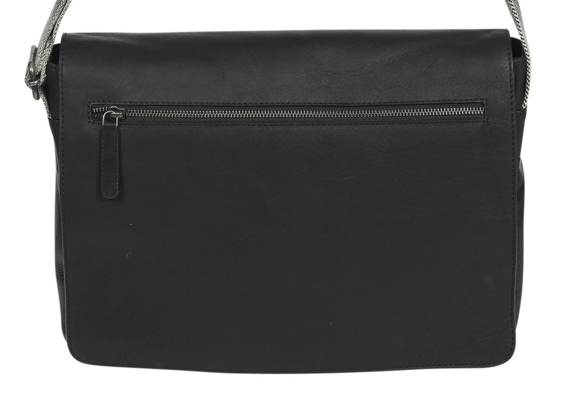 Men’s Vintage Cow Leather Black Satchel Bag 3909