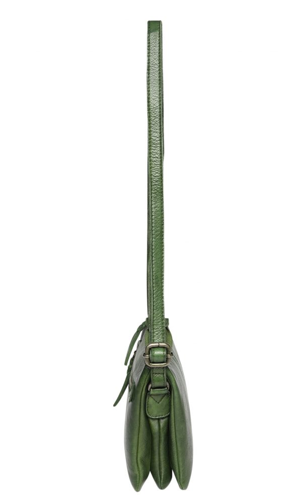 Leather Cross Body/Leather Shoulder Bag 6316 Green - Image 4