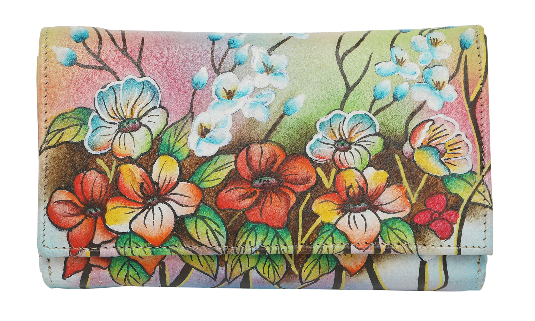 Ladies Hand-Painted Leather Wallet 2193 Floral Field
