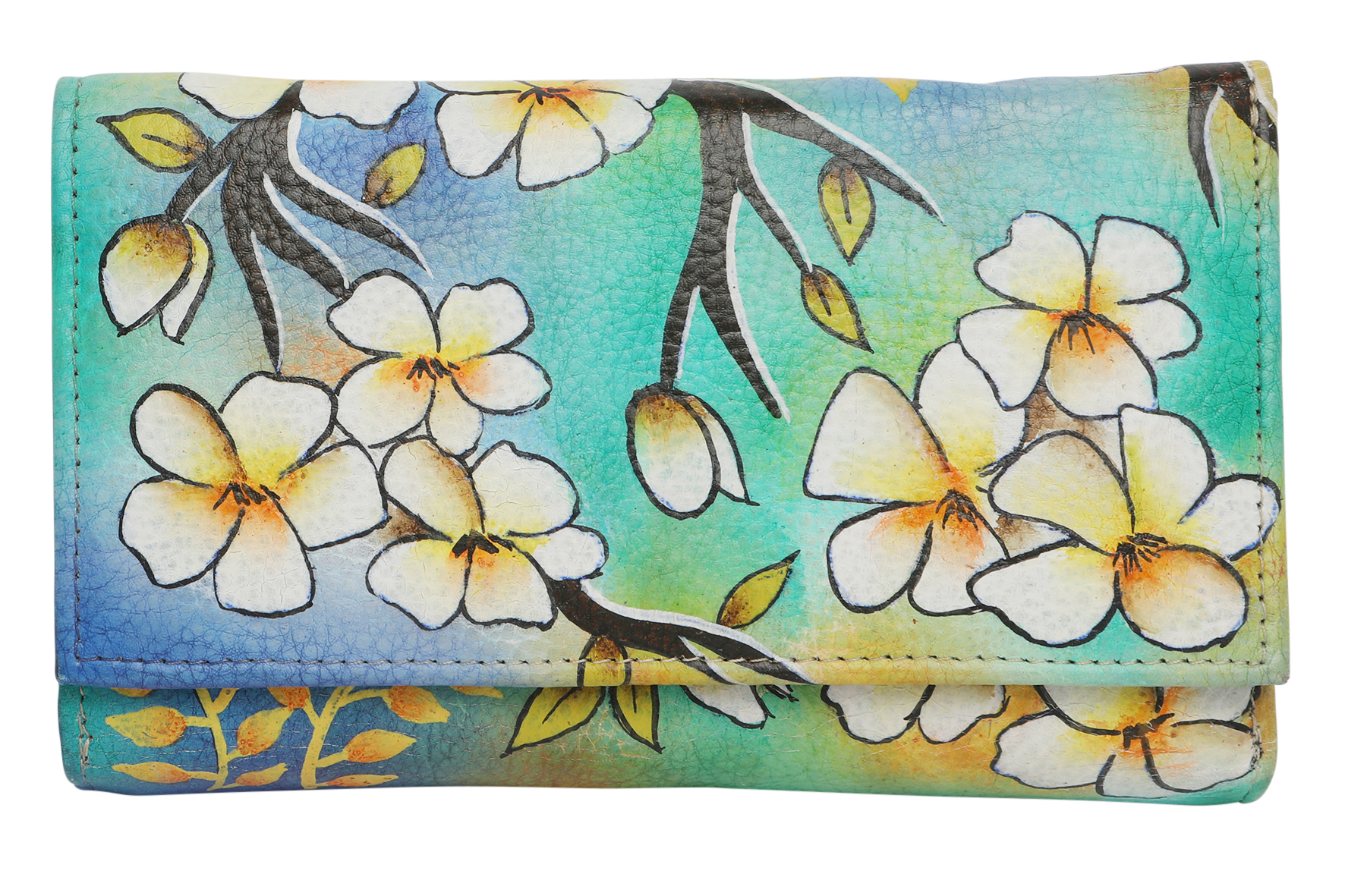 Ladies Hand-Painted Leather Wallet 2193 Frangipani