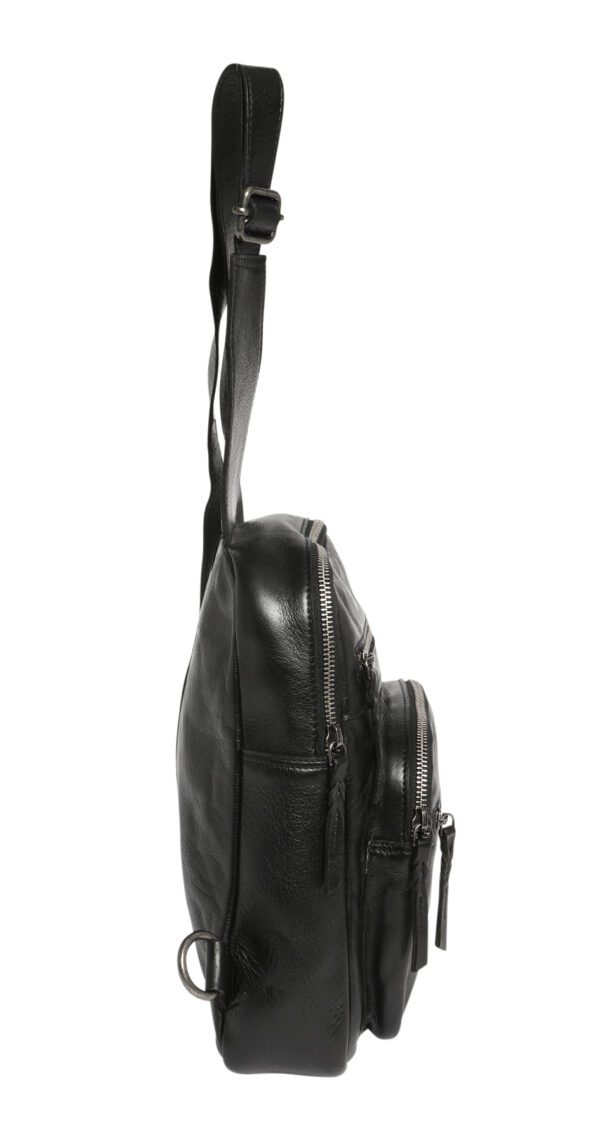 Ladies Leather Cross Body Sling Bag 7638 Black - Image 4