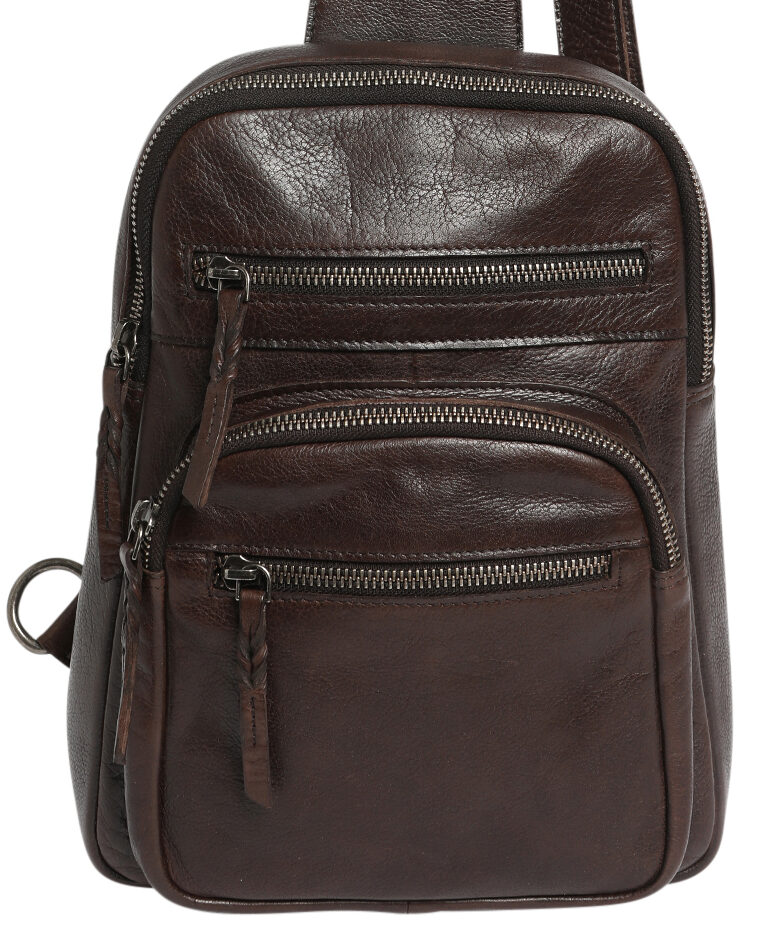 Ladies Leather Cross Body Sling Bag 7638 Coffee