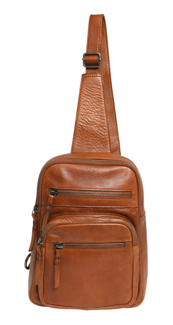 Ladies Leather Cross Body Sling Bag 7638 Tan - Image 3