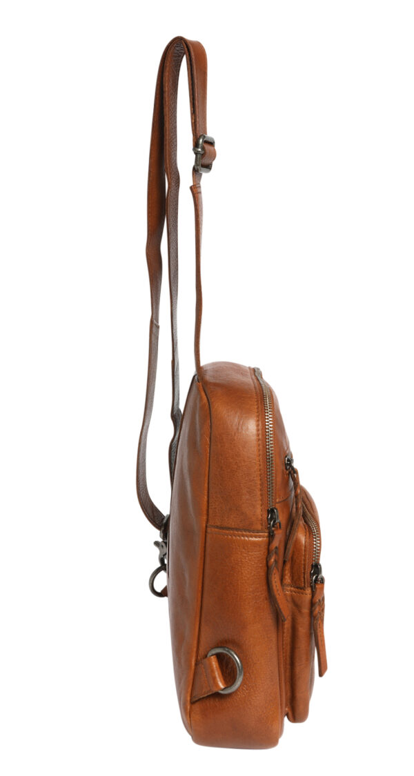 Ladies Leather Cross Body Sling Bag 7638 Tan - Image 4