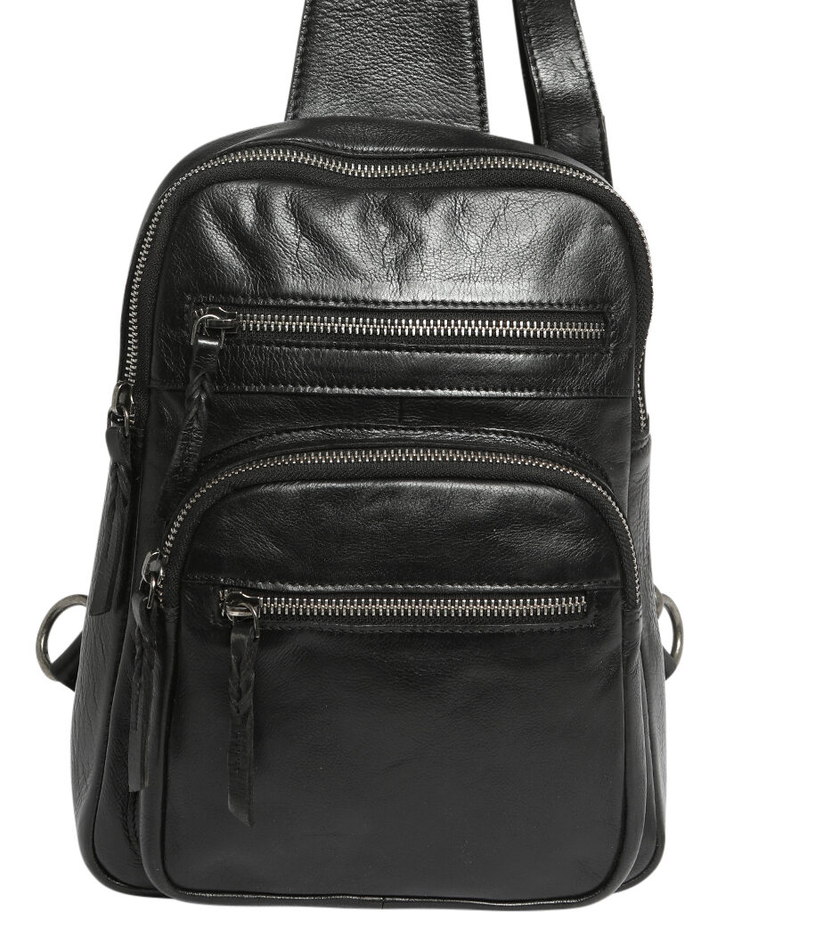 Ladies Leather Cross Body Sling Bag 7638 Black