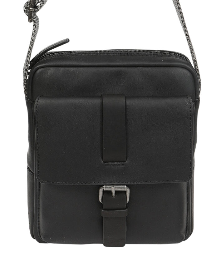 Men’s Vintage Cow Leather Black Satchel Bag 3910 Black