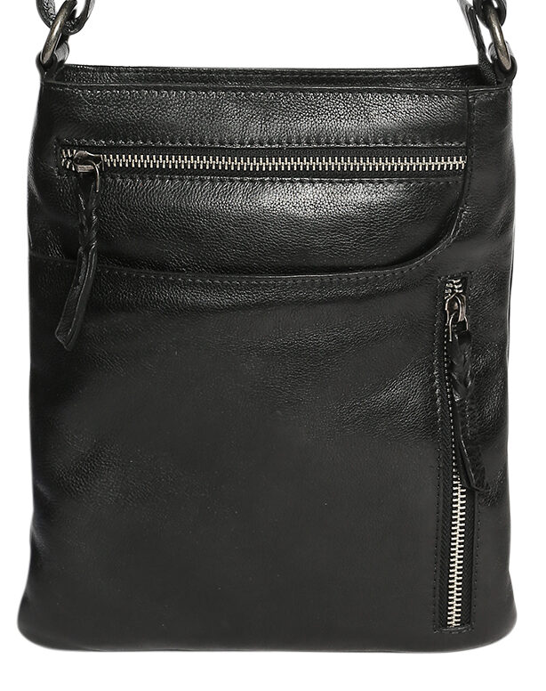 Ladies Leather Shoulder/Cross Body Bag 7688 Black