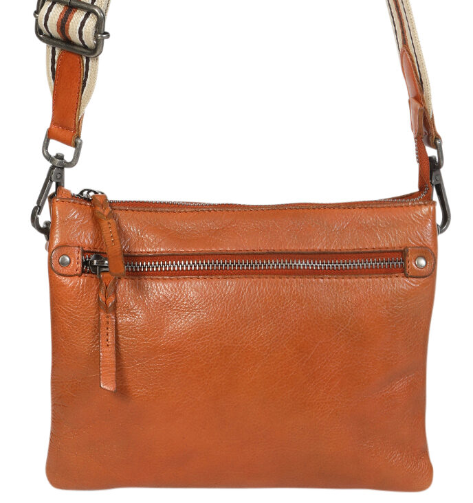 Ladies Leather Shoulder/Cross Body Bag 7698 Orange