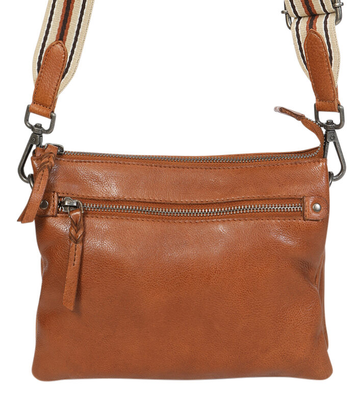 Ladies Leather Shoulder/Cross Body Bag 7698 Tan