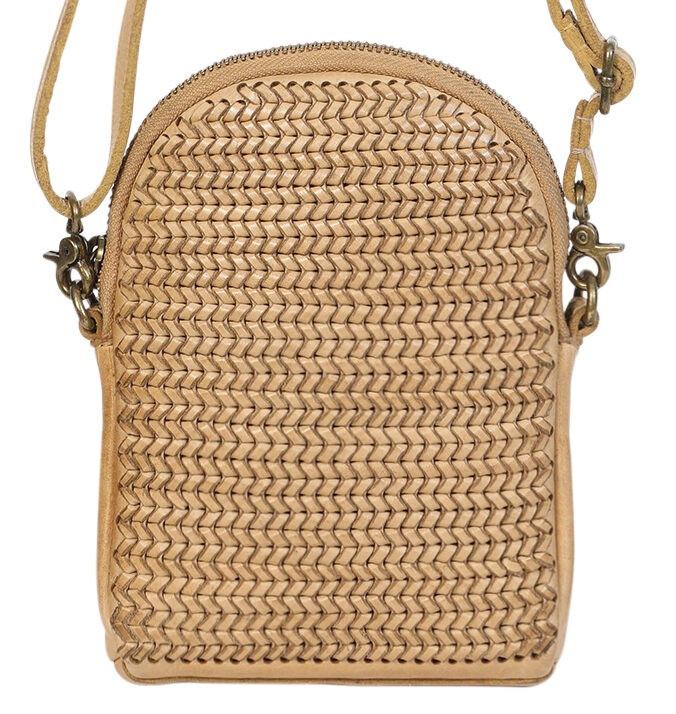 Ladies Leather Shoulder/Cross Body Bag Beige 7726
