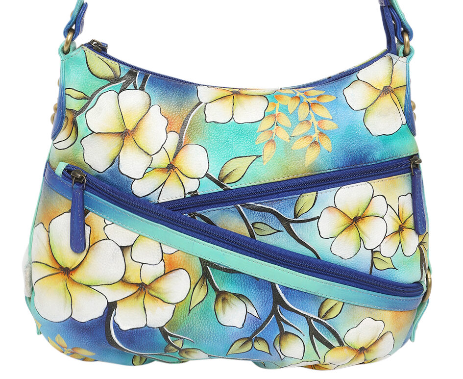 Ladies Leather Shoulder/Cross Body, Hand painted – New Arrivals 2867 Frangipanni