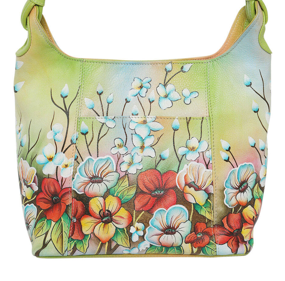 Ladies Leather Shoulder Bag- Hand painted – New Arrivals 3152 Floral Field
