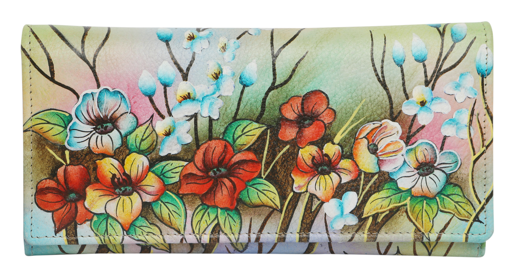 Ladies Leather Wallet, Hand Painted and New Arrivals 3162 Floral Field
