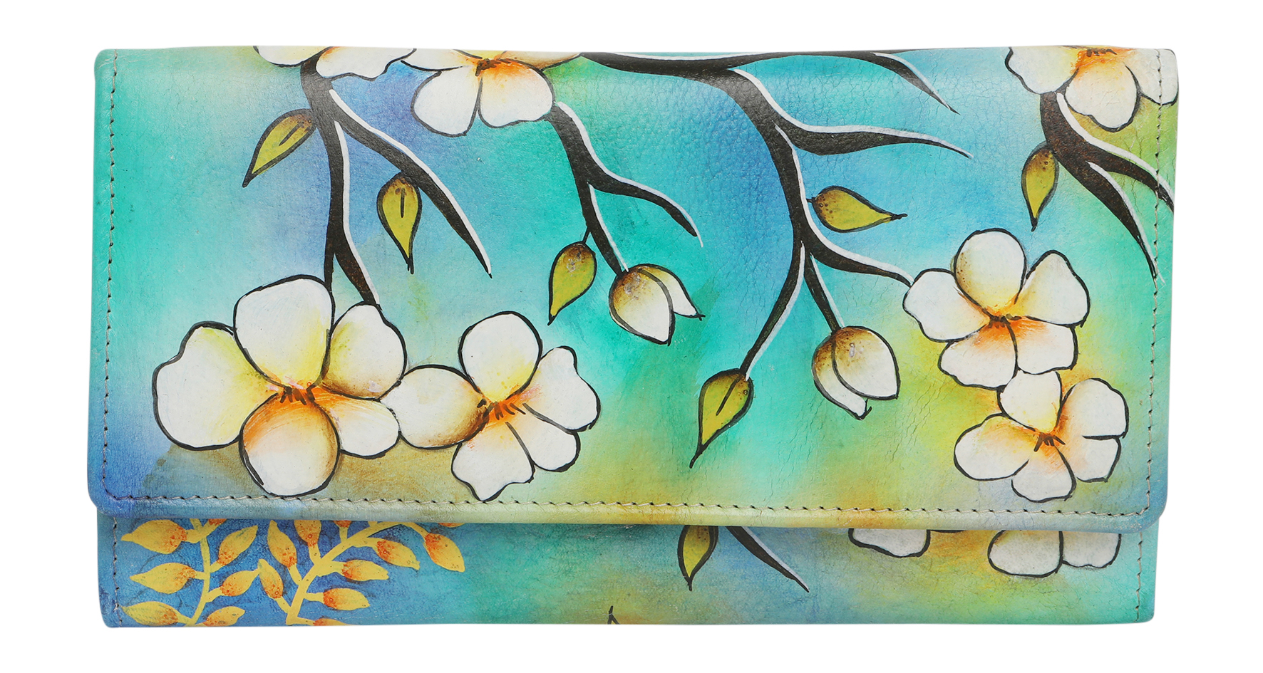 Ladies Leather Wallet, Hand Painted and New Arrivals 3162 Frangipanni