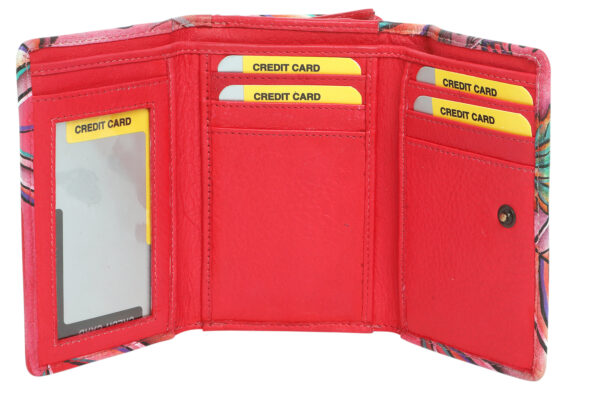 Ladies Leather Wallet, Hand Painted and New Arrivals 3190 Pink Montage - Image 3