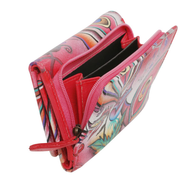 Ladies Leather Wallet, Hand Painted and New Arrivals 3190 Pink Montage - Image 2