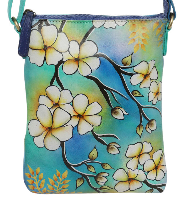 Ladies Leather Shoulder/Cross Body, Hand painted – New Arrivals 3191 Frangipanni