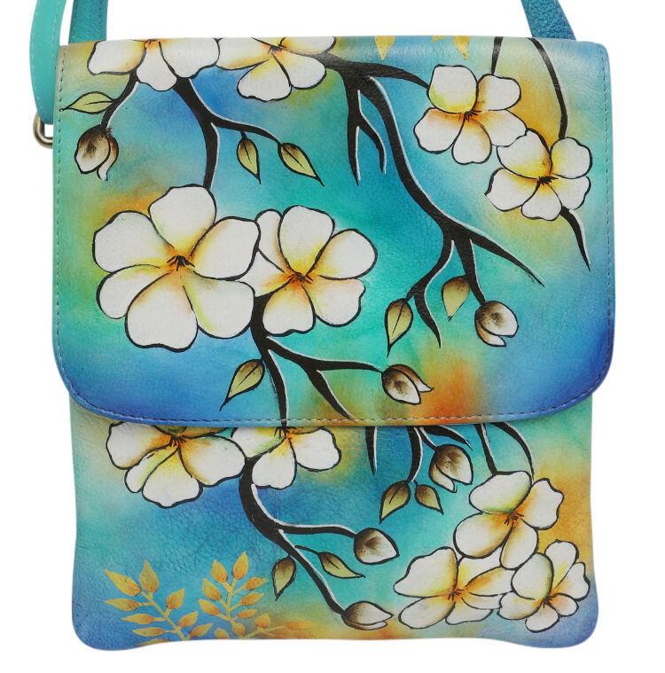 Ladies Leather Shoulder/Cross Body, Hand painted – New Arrivals 3196 Frangipanni