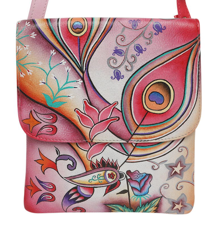 Ladies Leather Shoulder/Cross Body, Hand painted – New Arrivals 3196 Pink Montage