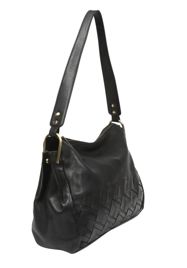 Ladies Leather Hobo/Shoulder Bag – New Arrivals 7876 Black - Image 3
