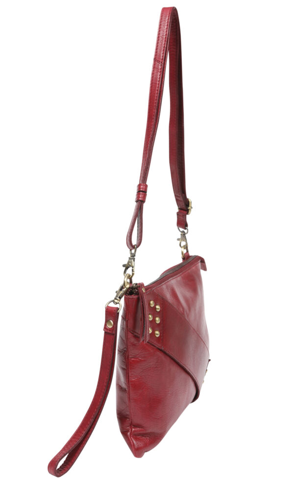 Ladies Leather Cross Body/Wristlet Bag – New Arrivals 7877 Burgundy - Image 3