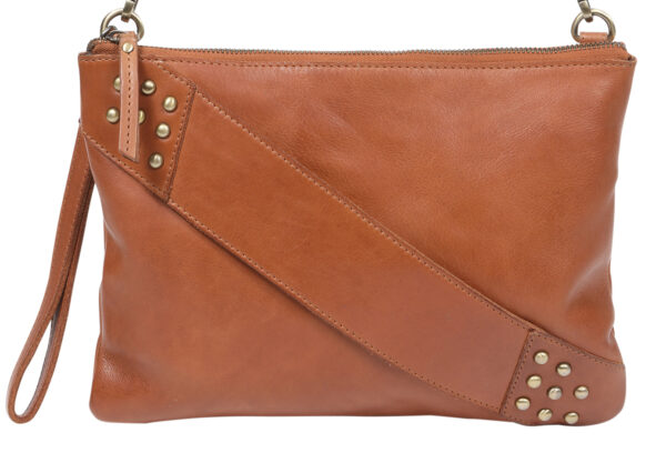 Ladies Leather Cross Body/Wristlet Bag – New Arrivals 7877 Black Tan