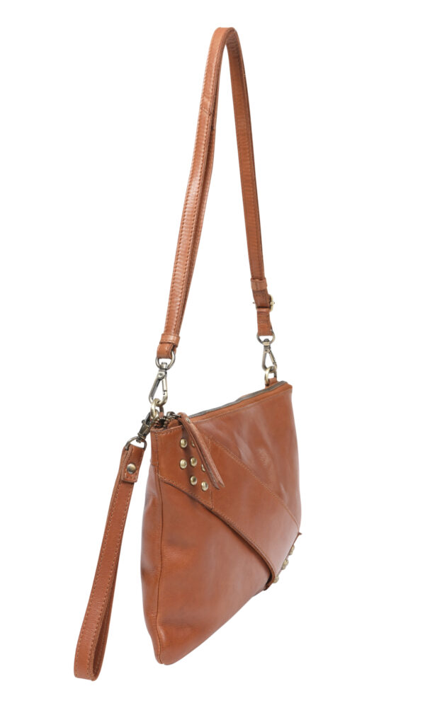 Ladies Leather Cross Body/Wristlet Bag – New Arrivals 7877 Black Tan - Image 3