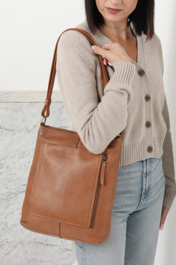 Ladies Leather Hobo/Cross Body Bag - New Arrivals 7884 Brown - Image 4