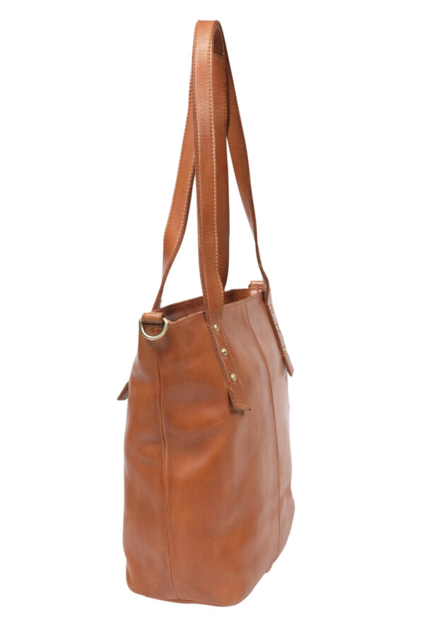 Ladies Leather Tote Bag/Cross Body - New Arrivals 7878 Tan - Image 3