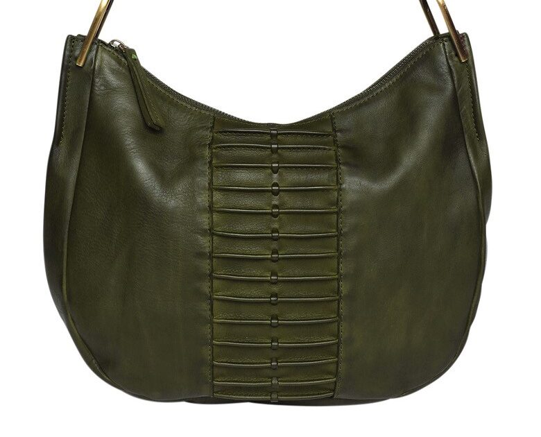 Ladies Leather Shoulder Bag/Hobo Style 7889 Olive