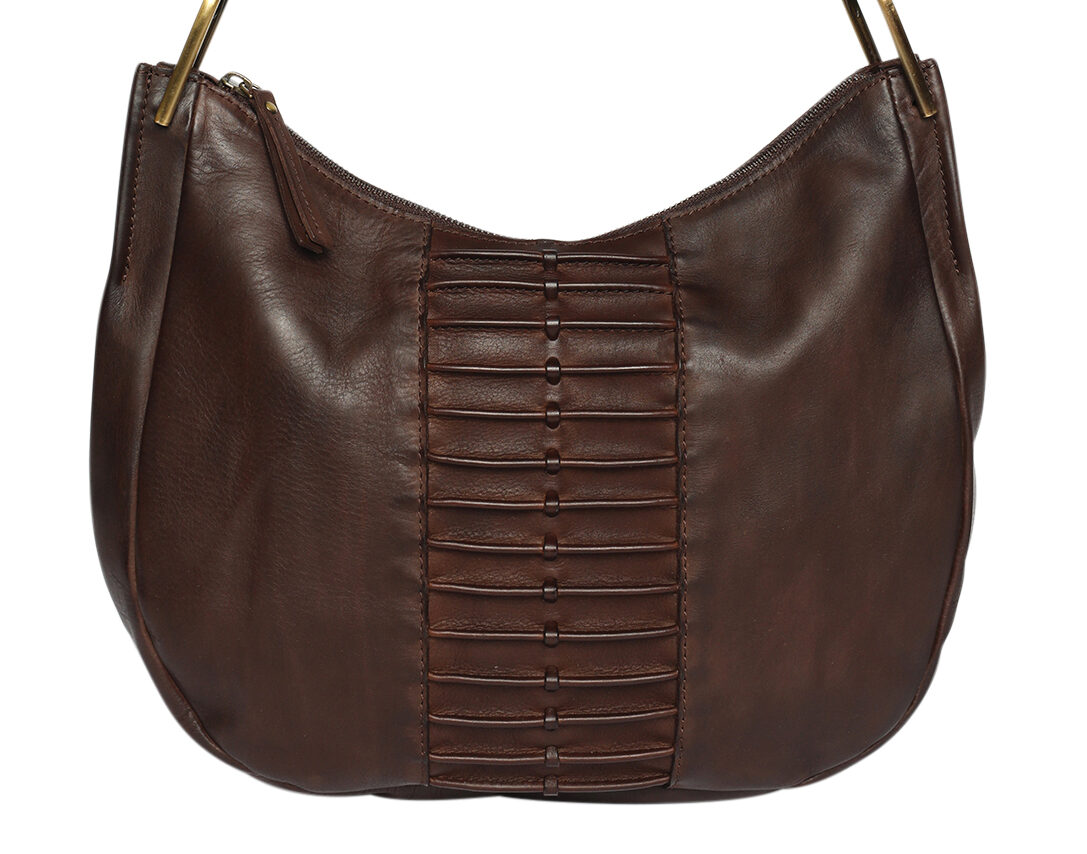 Ladies Leather Shoulder Bag/Hobo Style 7889 Brown