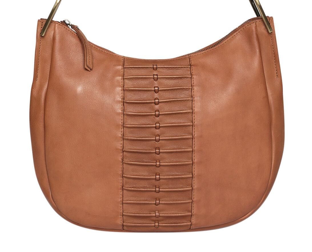 Ladies Leather Shoulder Bag/Hobo Style 7889 Tan