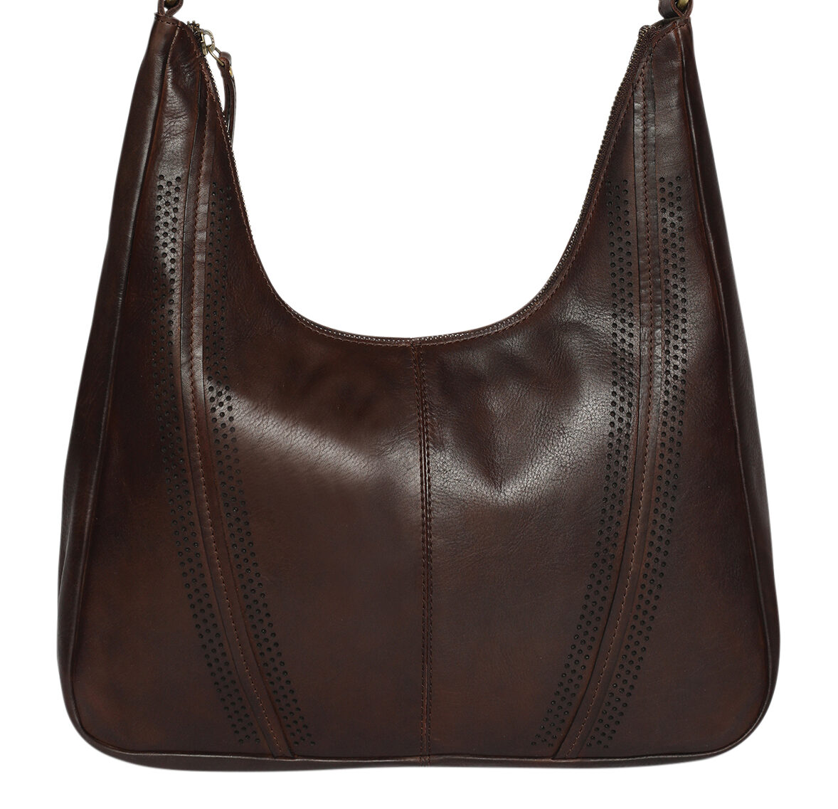 Ladies Leather Shoulder Bag/Hobo Style 7898 Brown