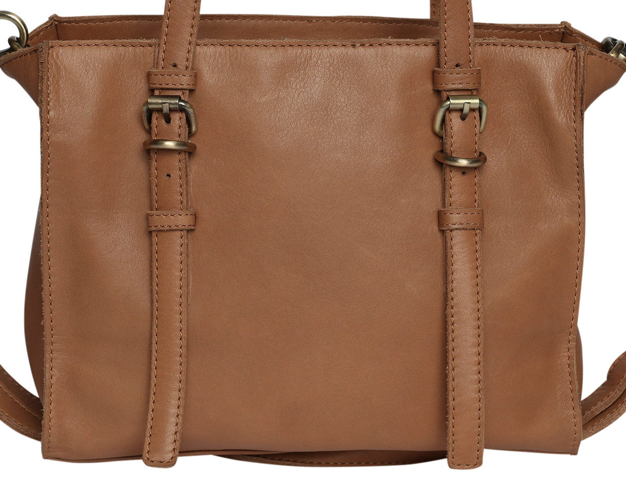 Ladies Leather Cross Body Bag Style 7908 Tan