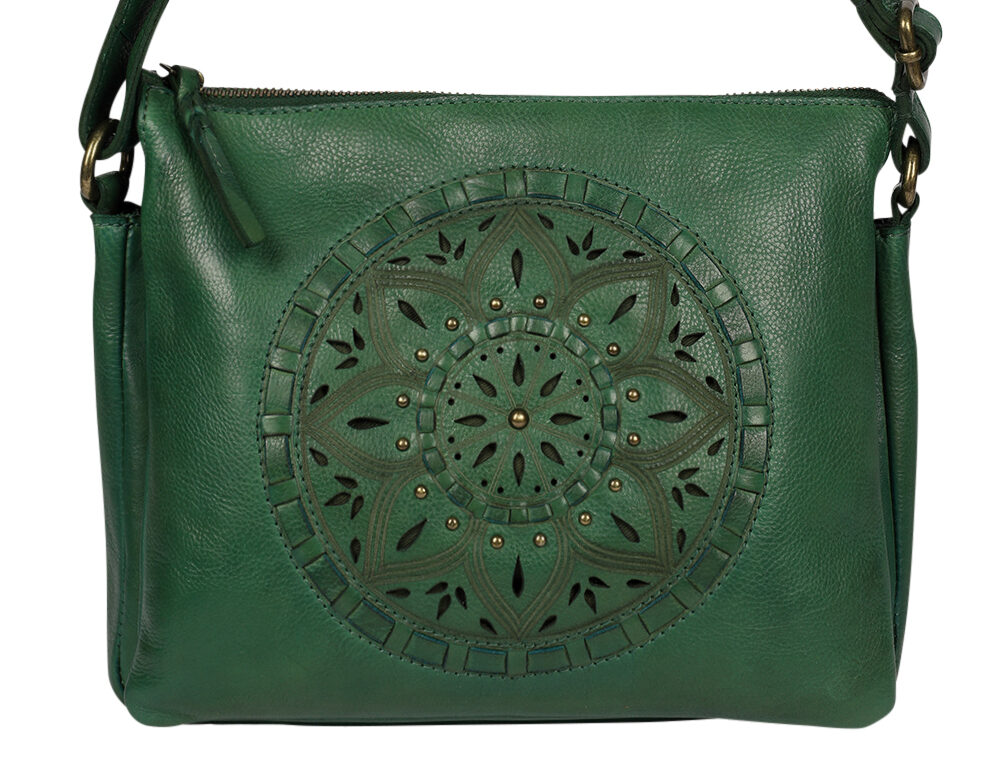 Ladies Leather Shoulder/Cross Body Style 7944 Green