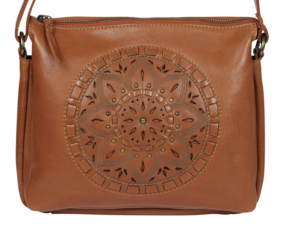 Ladies Leather Shoulder/Cross Body Style 7944 Tan