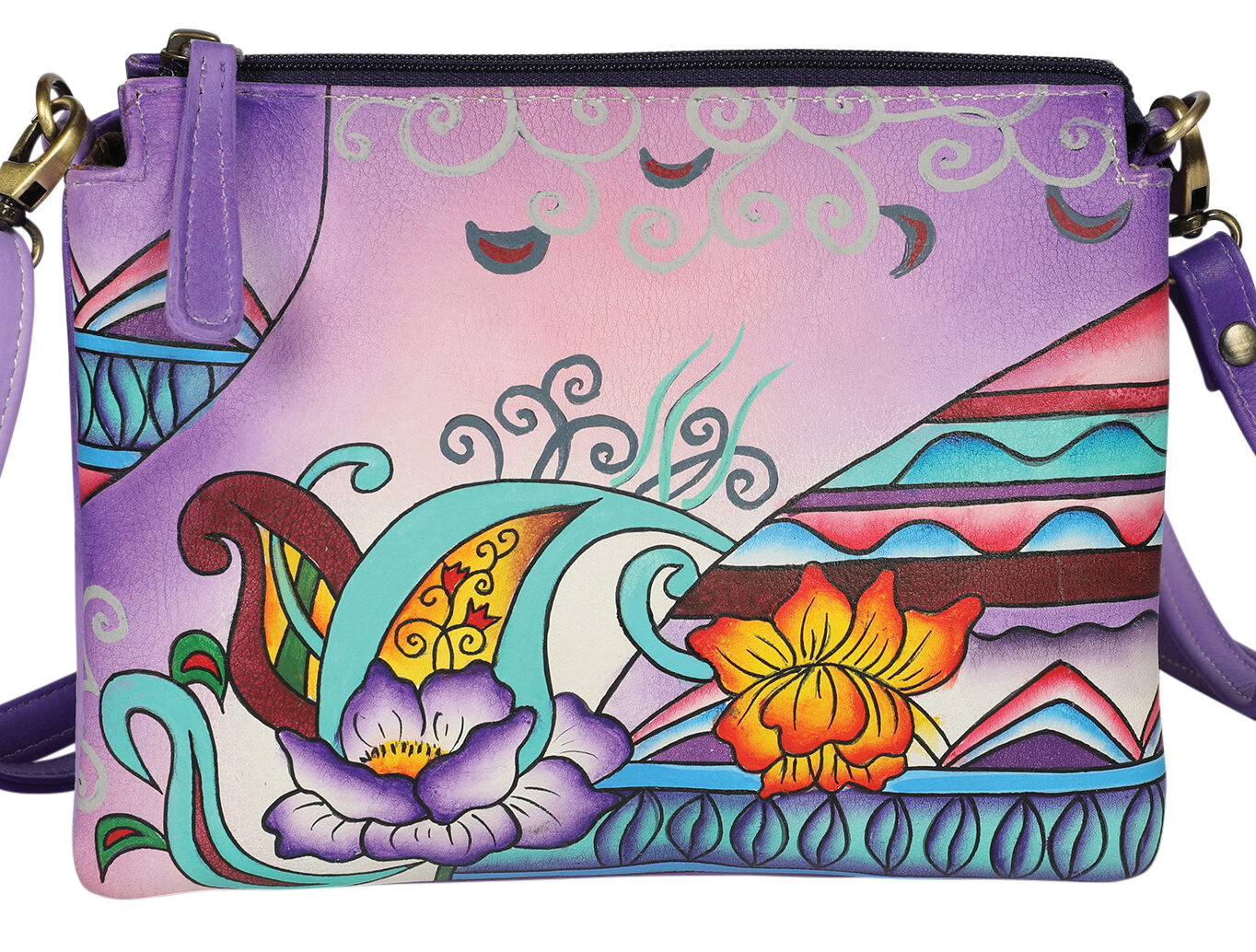 Ladies Hand Painted Bag Style 3237 Purple Montage