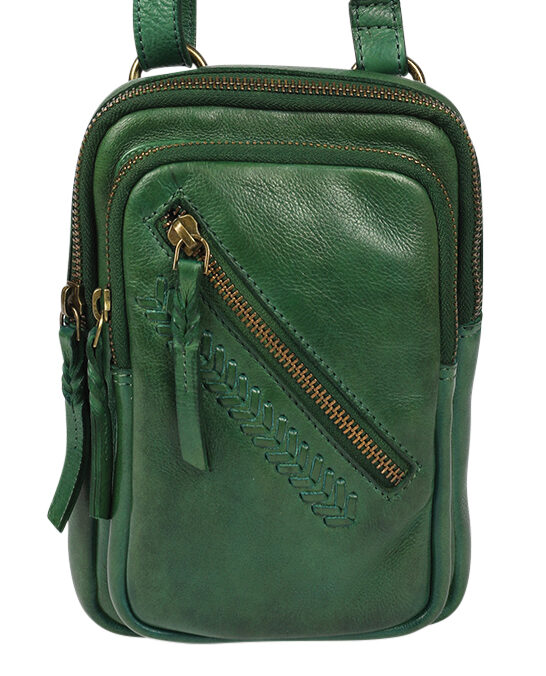Ladies Leather Cross Body Bag Style 7936 Green