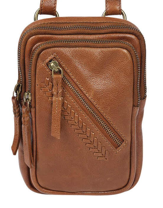 Ladies Leather Cross Body Bag Style 7936 Tan